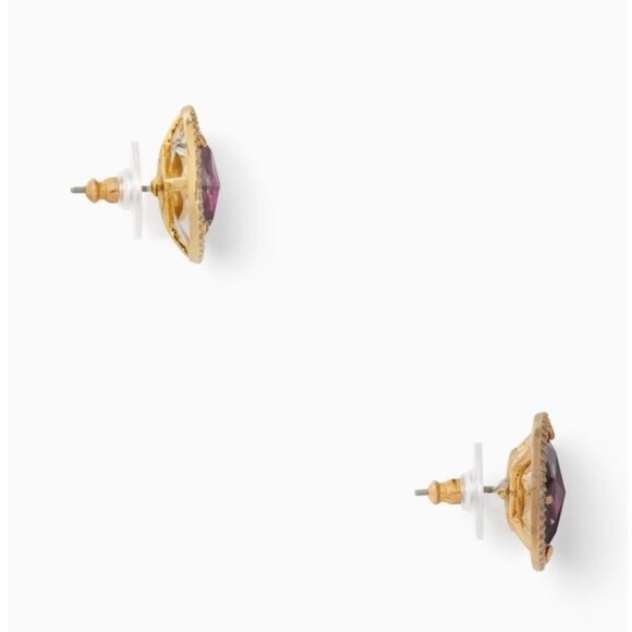 Kate Spade New York She Has Spark Goldtone Fuschia Red Crystal Stud Earrings - Picture 4 of 7